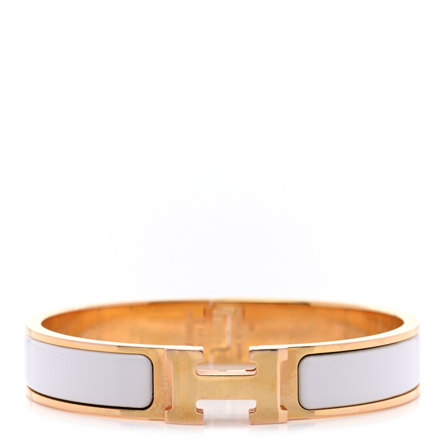 Hermes Enamel Narrow Clic Clac H Bracelet PM White 1 of 5