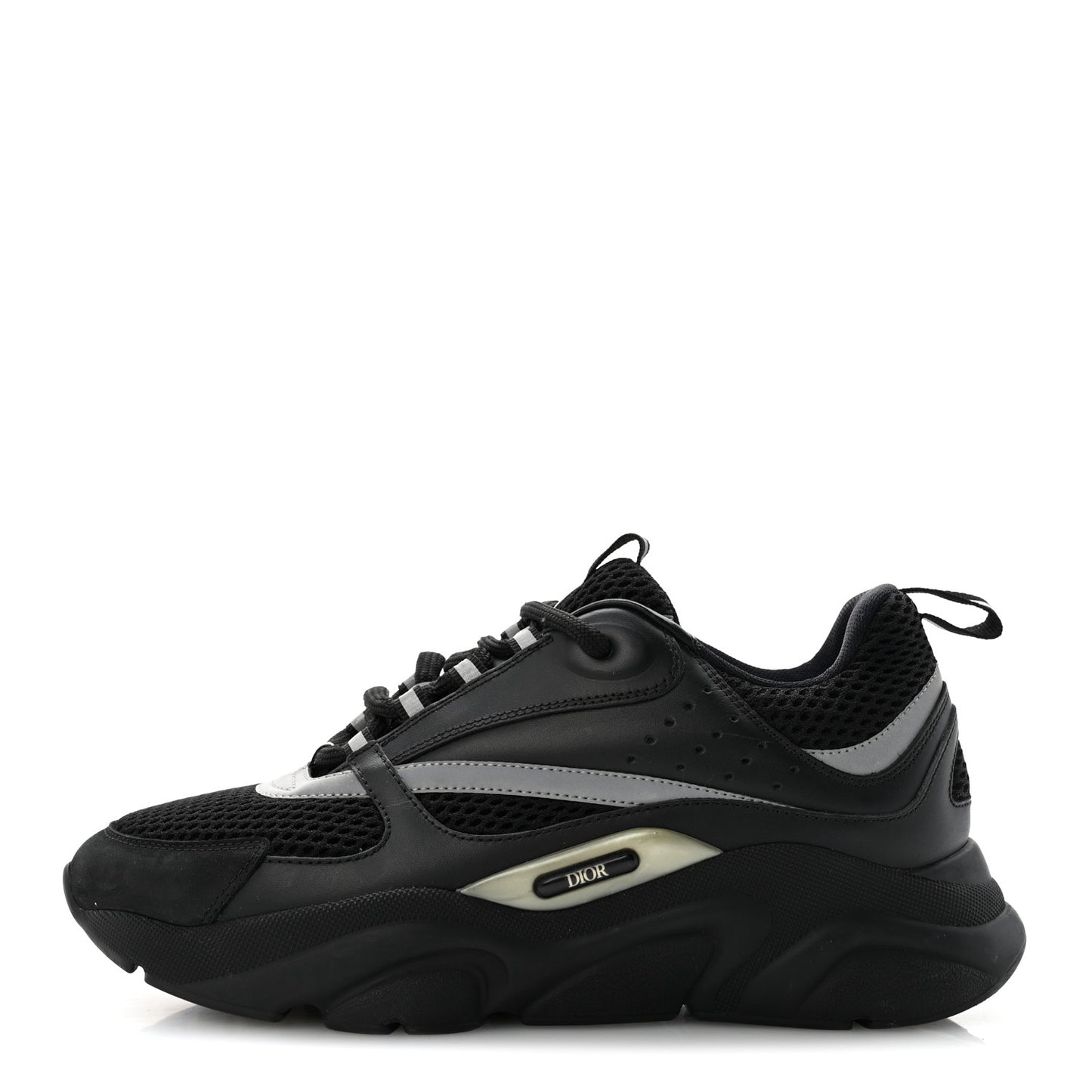 Technical Mesh Calfskin Mens B22 Sneakers 40 Black
