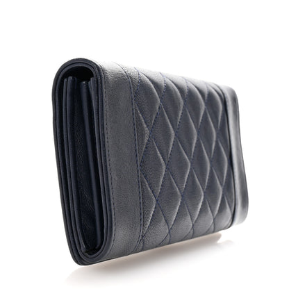 Chanel Sheepskin Quilted Mademoiselle Vintage Zip Around Wallet Navy 3 of 8