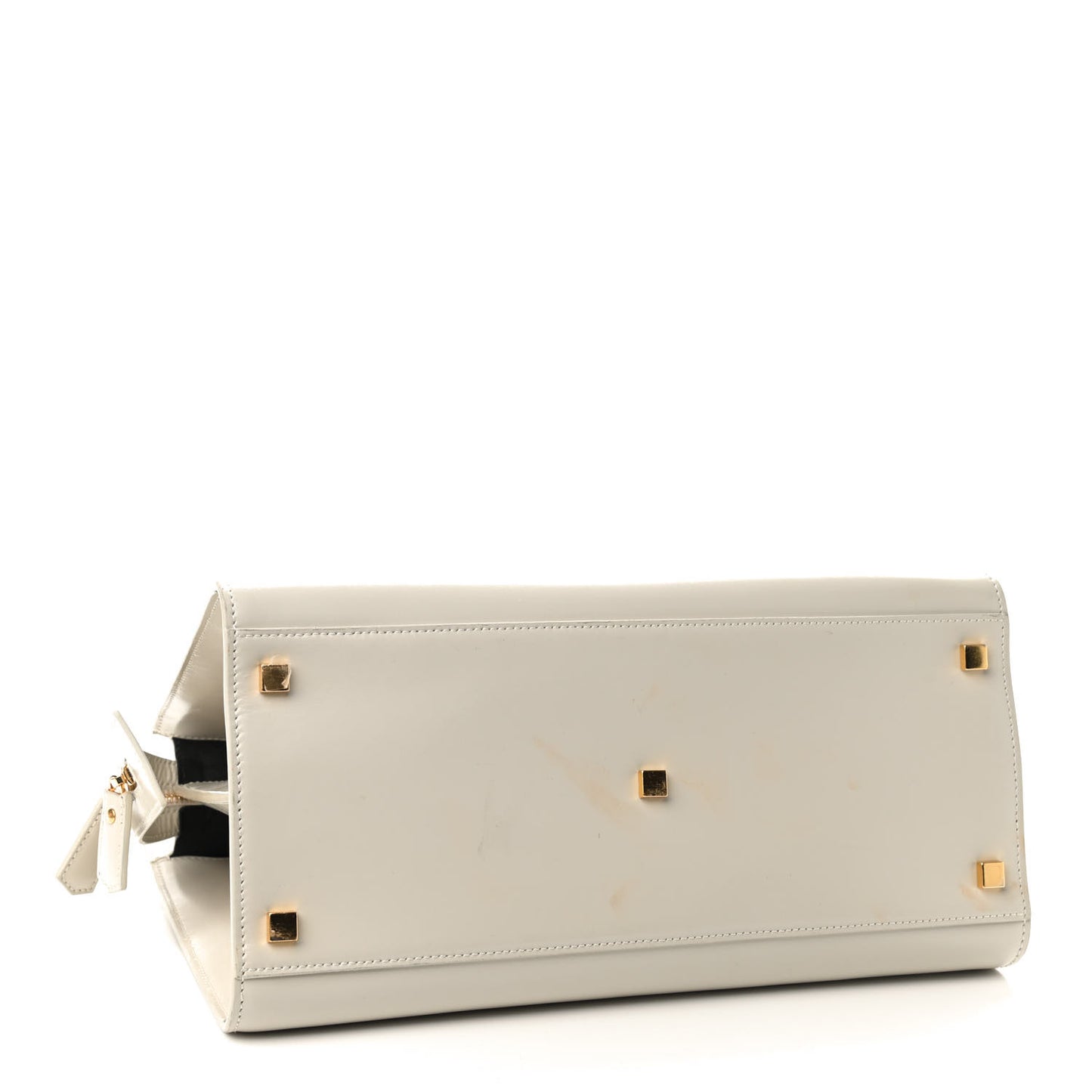 Shiny Calfskin Medium Uptown Tote White