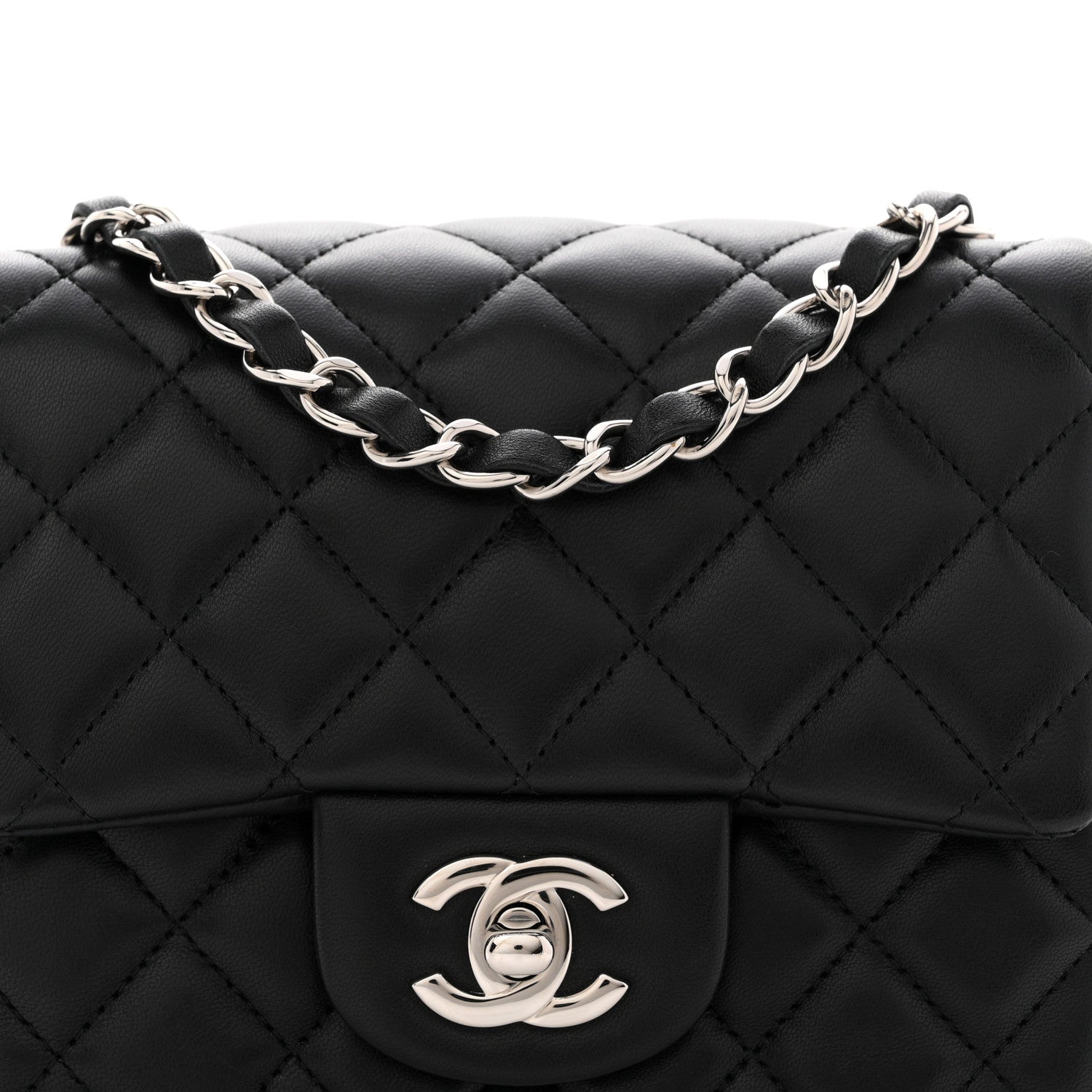 Chanel Lambskin Quilted Mini Square Flap Black 8 of 10
