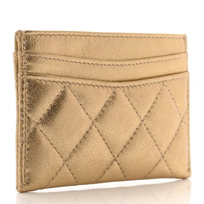 Chanel Metallic Lambskin Quilted CC Card Holder Gold 3 of 9