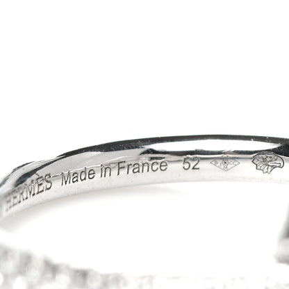 Hermes 18K White Gold Pave Diamond PM Echappee Ring 52 6 5 of 6