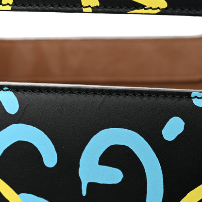 Gucci Calfskin GucciGhost Medium XL Tote Black New Acquamarine 10 of 12