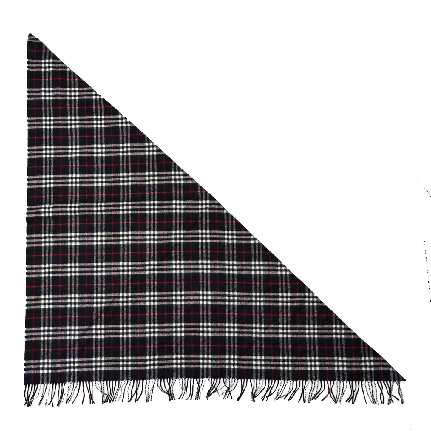 Cashmere Half Vintage Check Bandana Scarf Navy
