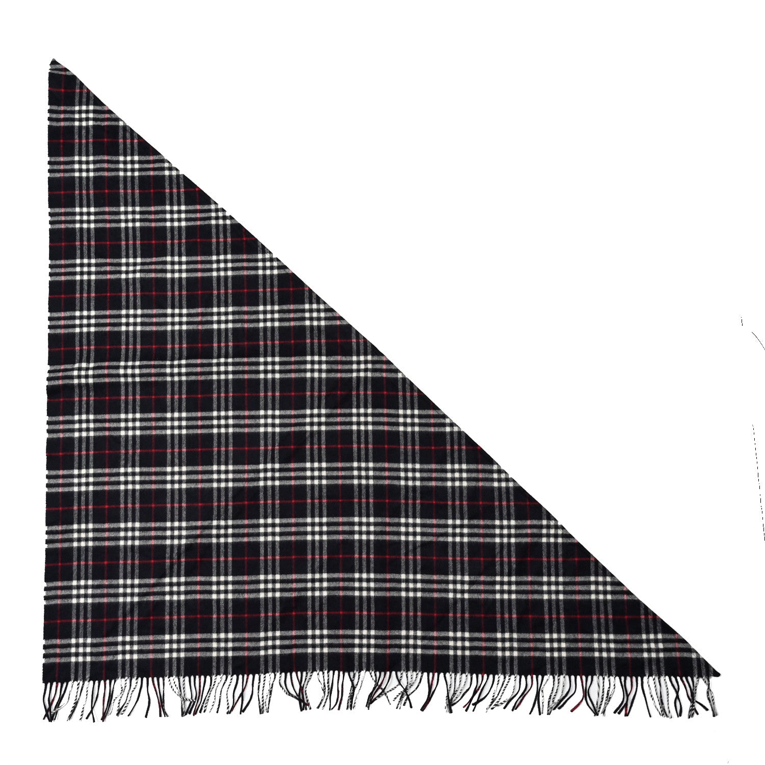 Burberry Cashmere Half Vintage Check Bandana Scarf Navy 1 of 3