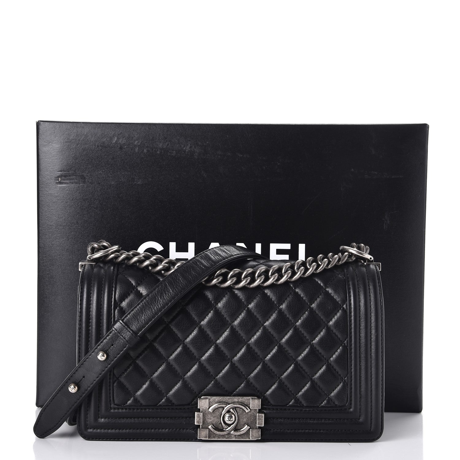 Chanel Calfskin Quilted Medium Boy Flap Black 9 of 9