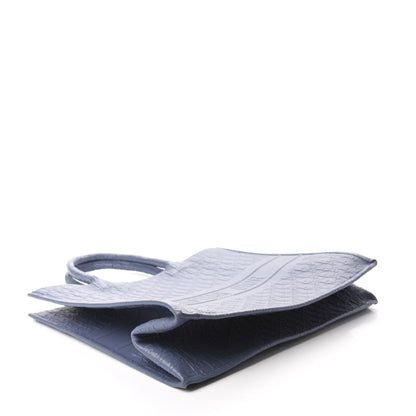 Christian Dior Oblique Calfskin Embossed Book Tote Denim Blue 4 of 11