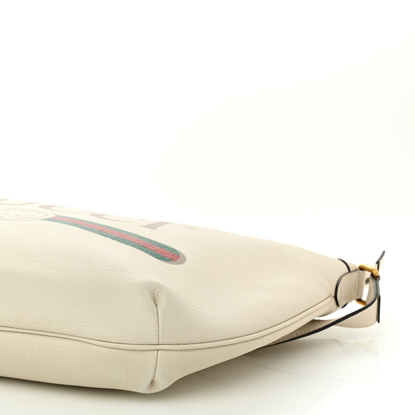 Grained Calfskin Logo Half Moon Hobo White