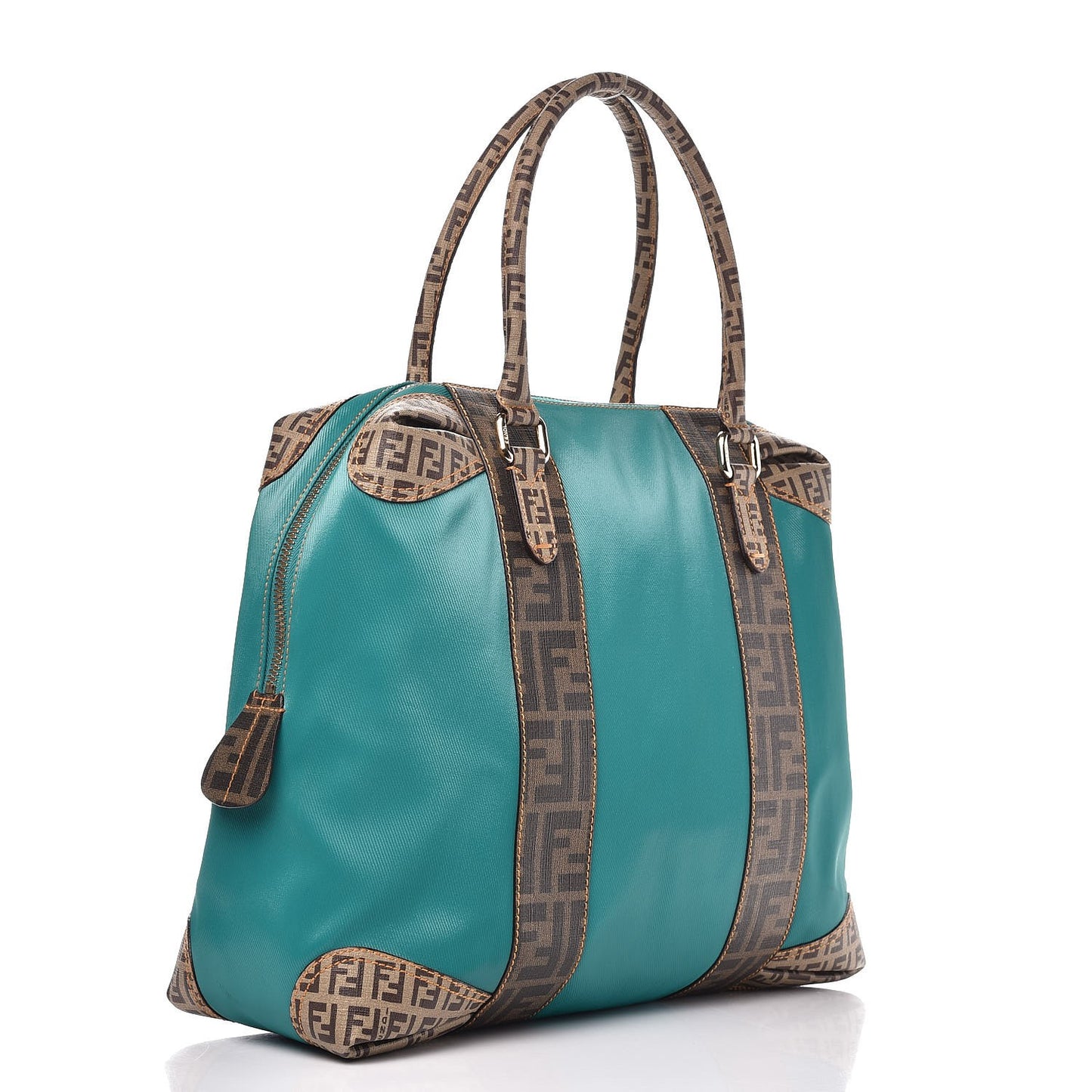 Canvas Zucca Zucchino Spalmati Large B Mix Tote Teal Tobacco