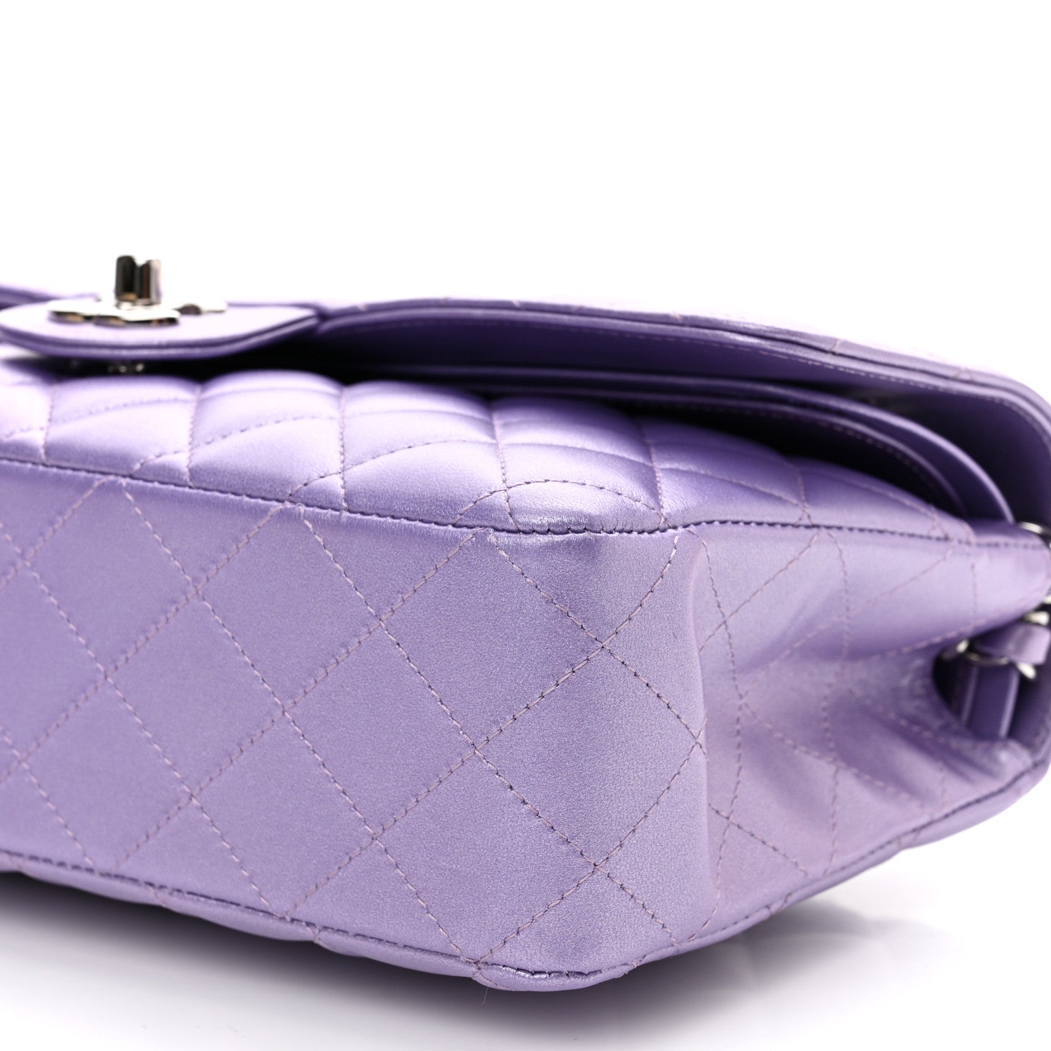 Chanel Metallic Lambskin Quilted Medium Double Flap Purple 8 of 8
