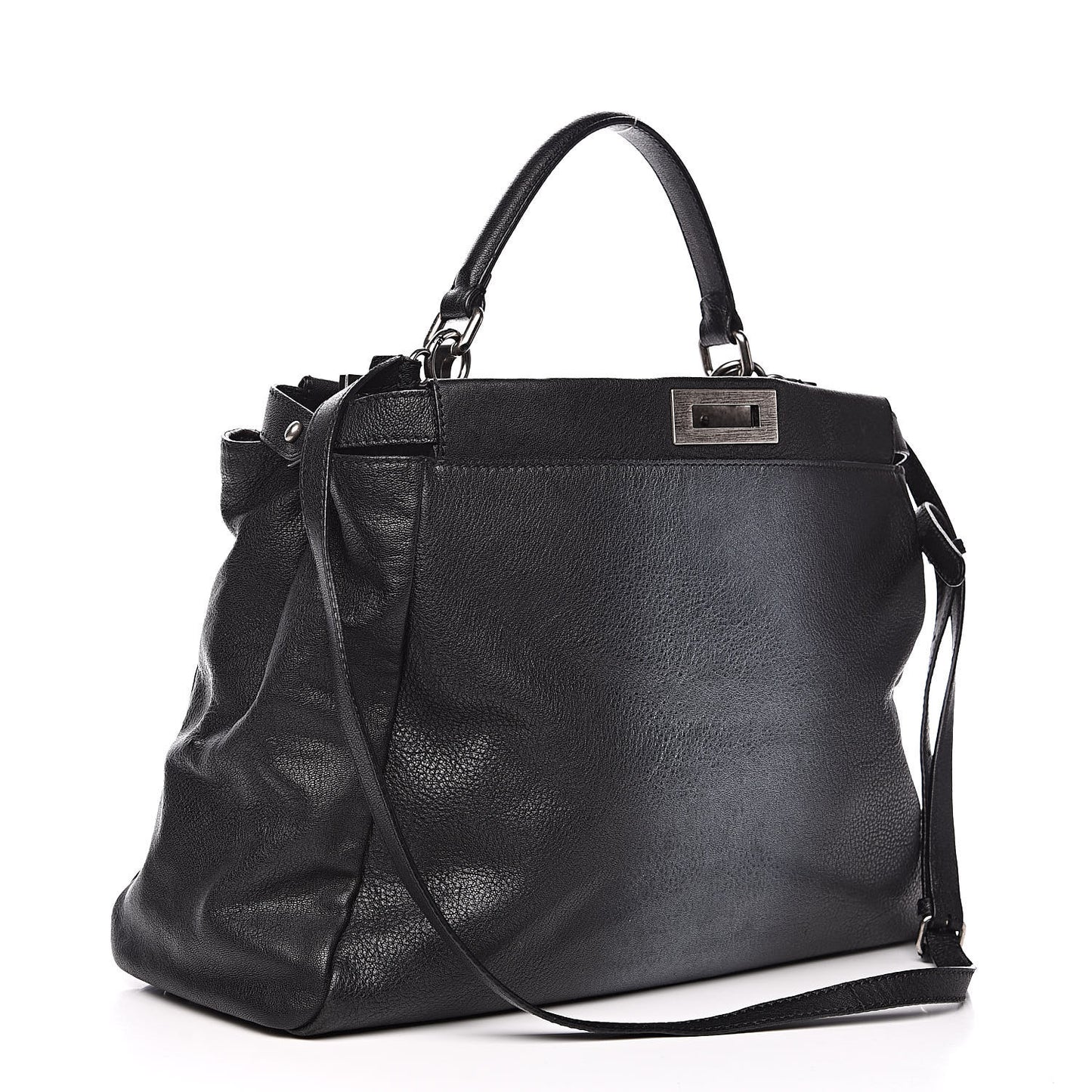 Goatskin Large Peekaboo Iconic Satchel Black