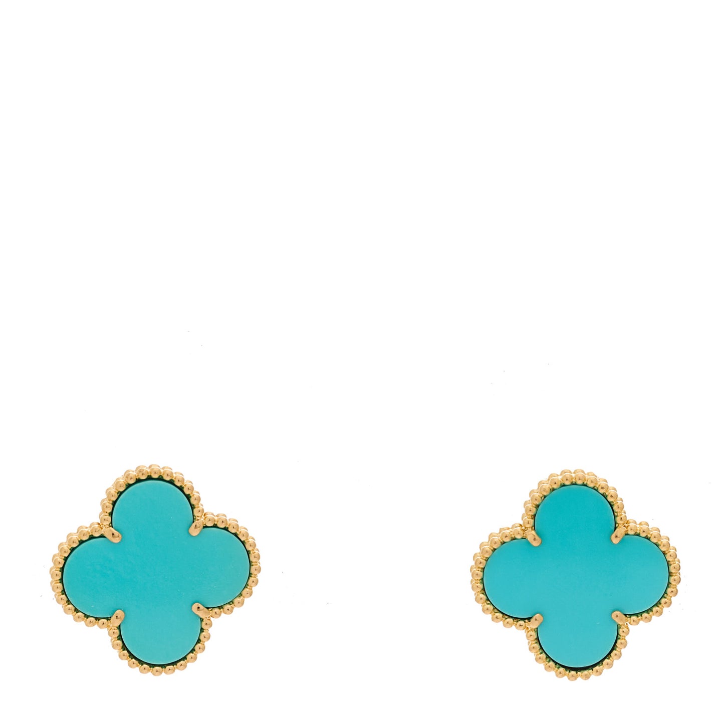 18K Yellow Gold Turquoise Magic Alhambra Earrings
