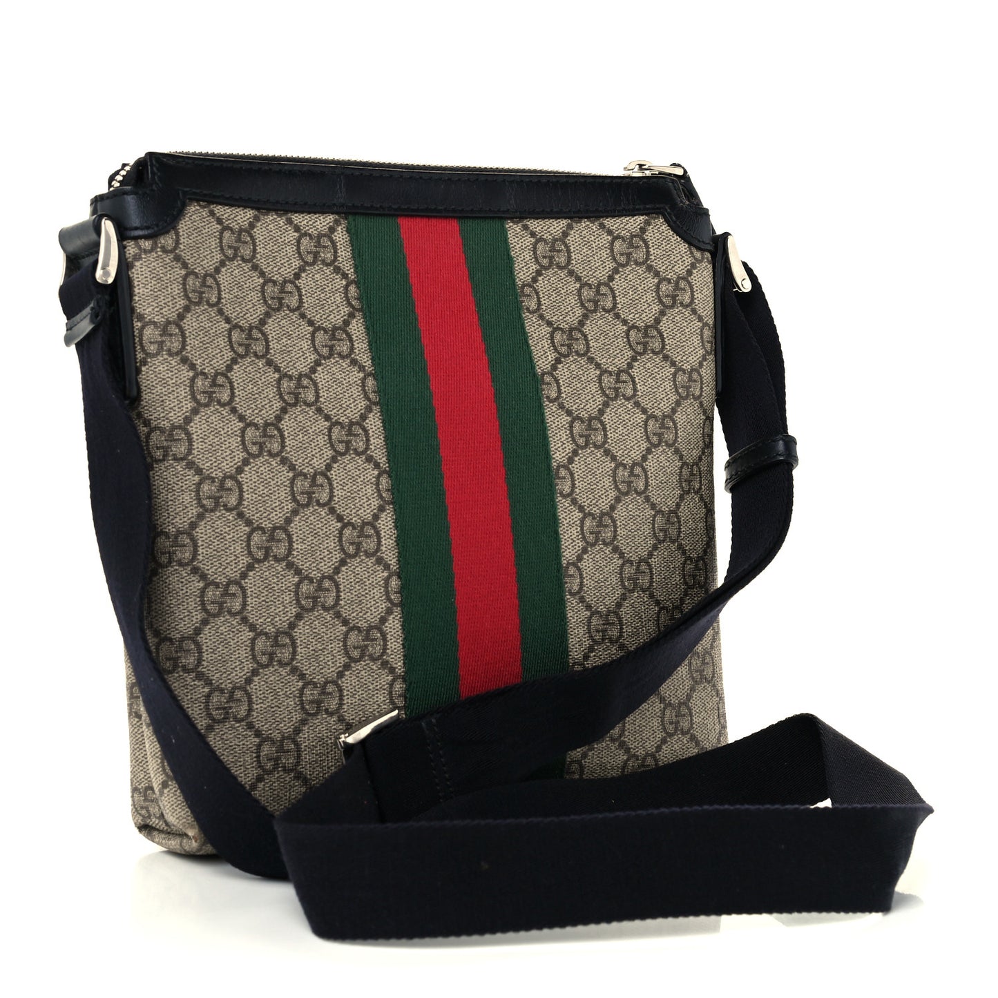 GG Supreme Monogram Web Messenger Bag Black