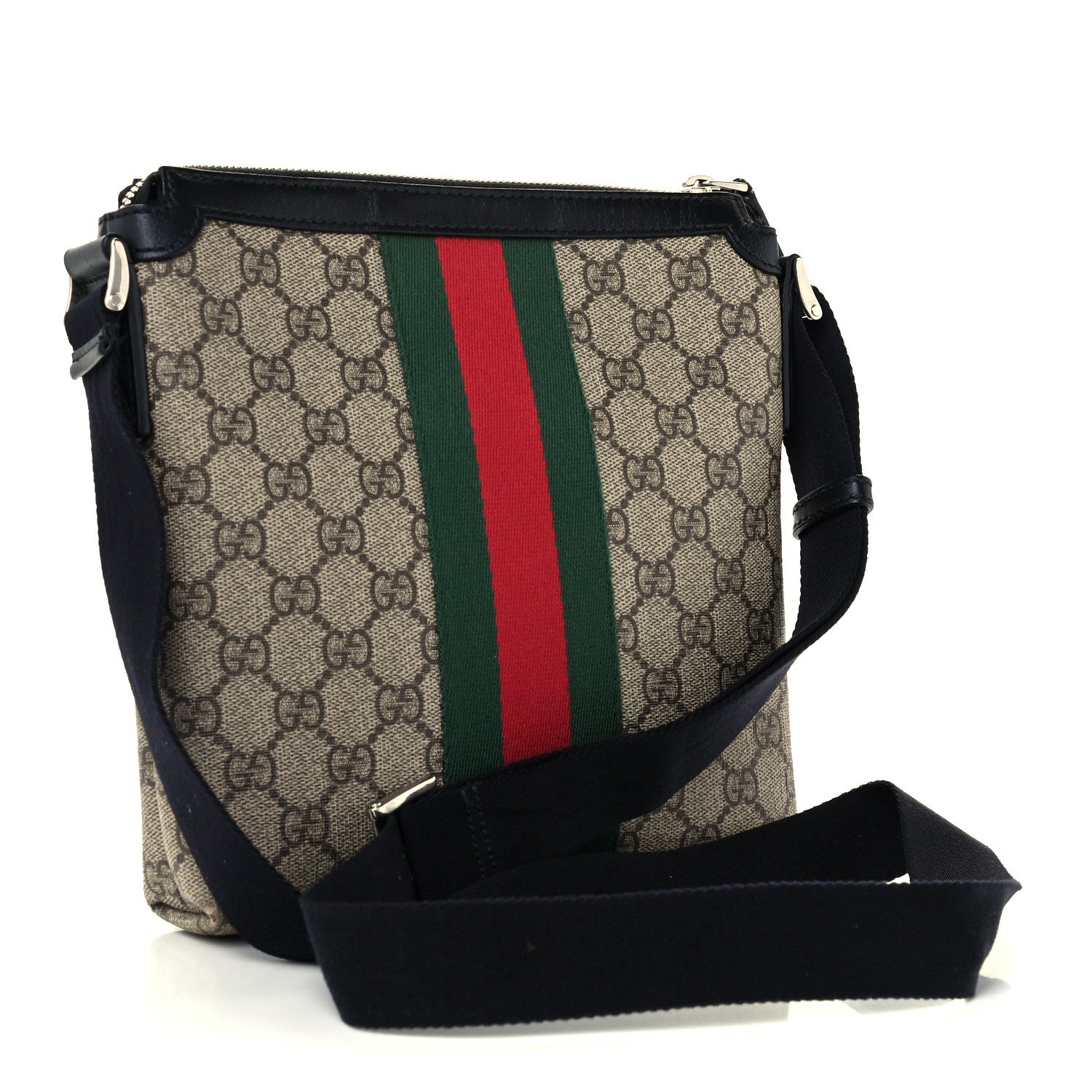 Gucci GG Supreme Monogram Web Messenger Bag Black 2 of 10