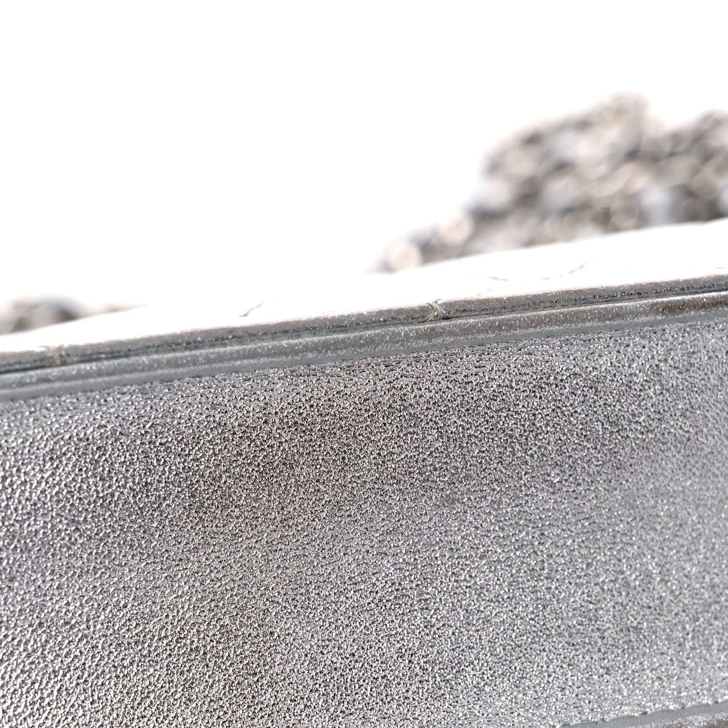 Chanel Metallic Lambskin Quilted Wallet On Chain WOC Silver 20 of 26