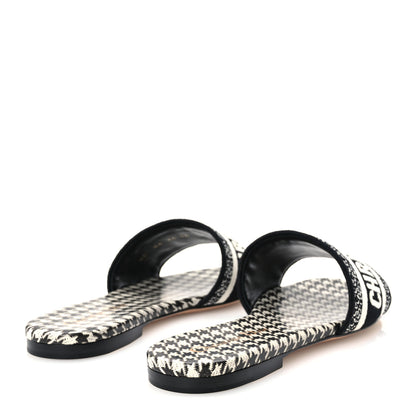 Christian Dior Canvas Millefiori Embroidered Dway Flat Slide Sandals 36 Black White 5 of 10