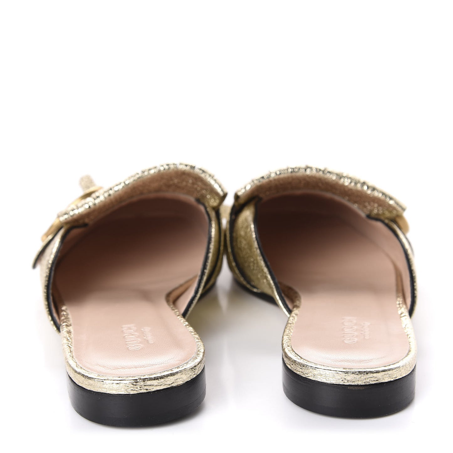 Galassia Womens GG Marmont Fringe Slippers 35.5 Platino