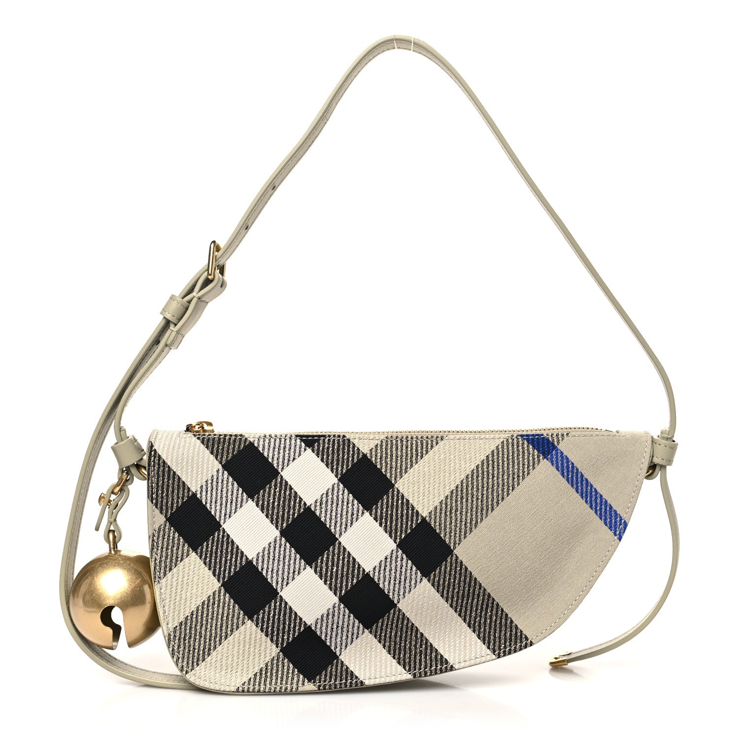 Burberry Jacquard Check Mini Shield Bag Lichen 1 of 9