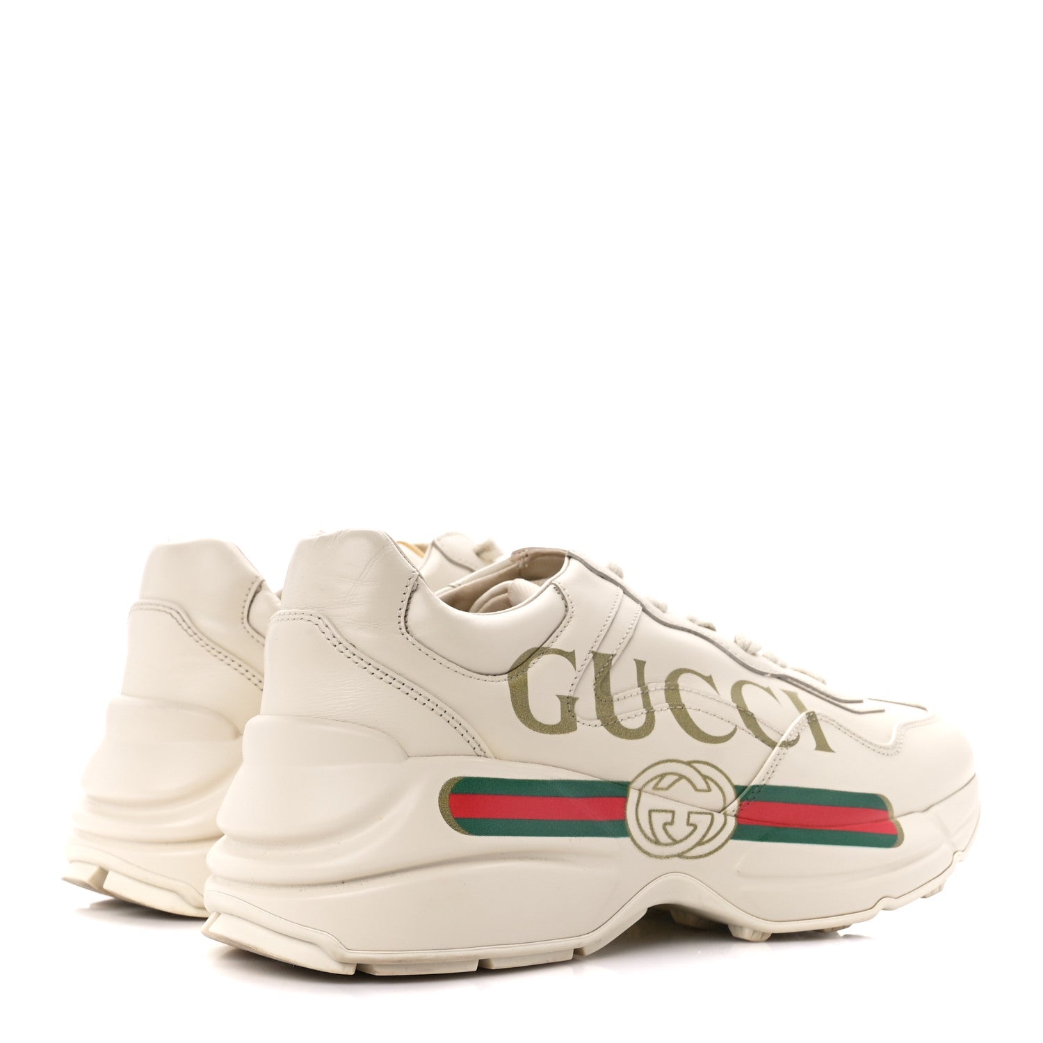 Gucci Calfskin Logo Womens Rhyton Sneakers 38 Ivory 4 of 12