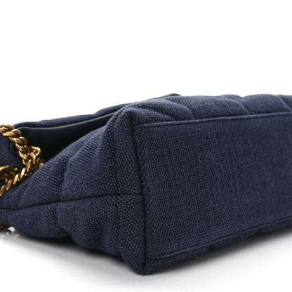 Saint Laurent Canvas Quilted Small Loulou Puffer Monogram Chain Satchel Deep Marine 7 of 9