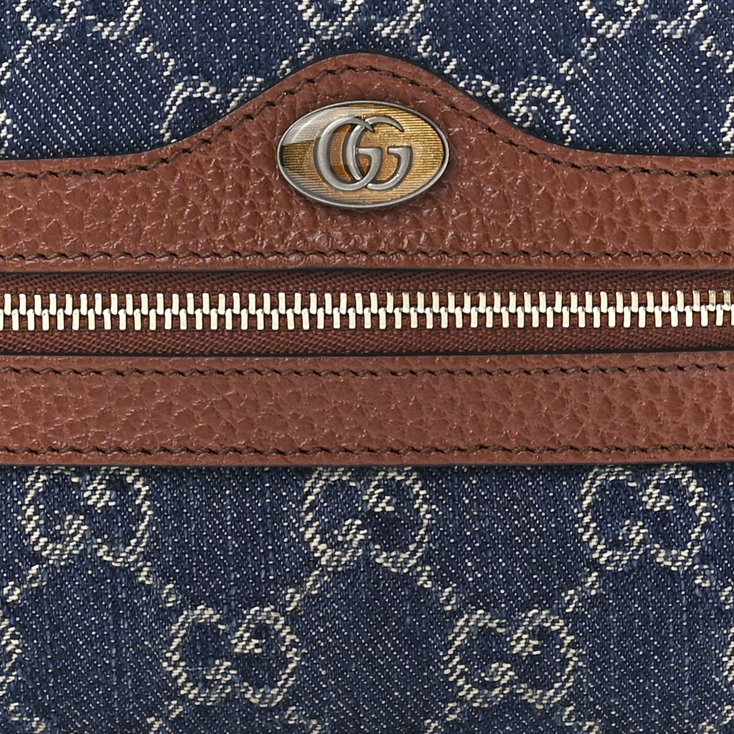 Gucci New Denim GG Monogram Dollar Calfskin Mini Ophidia Shoulder Bag Blue Tea Cuir Epilog 8 of 11