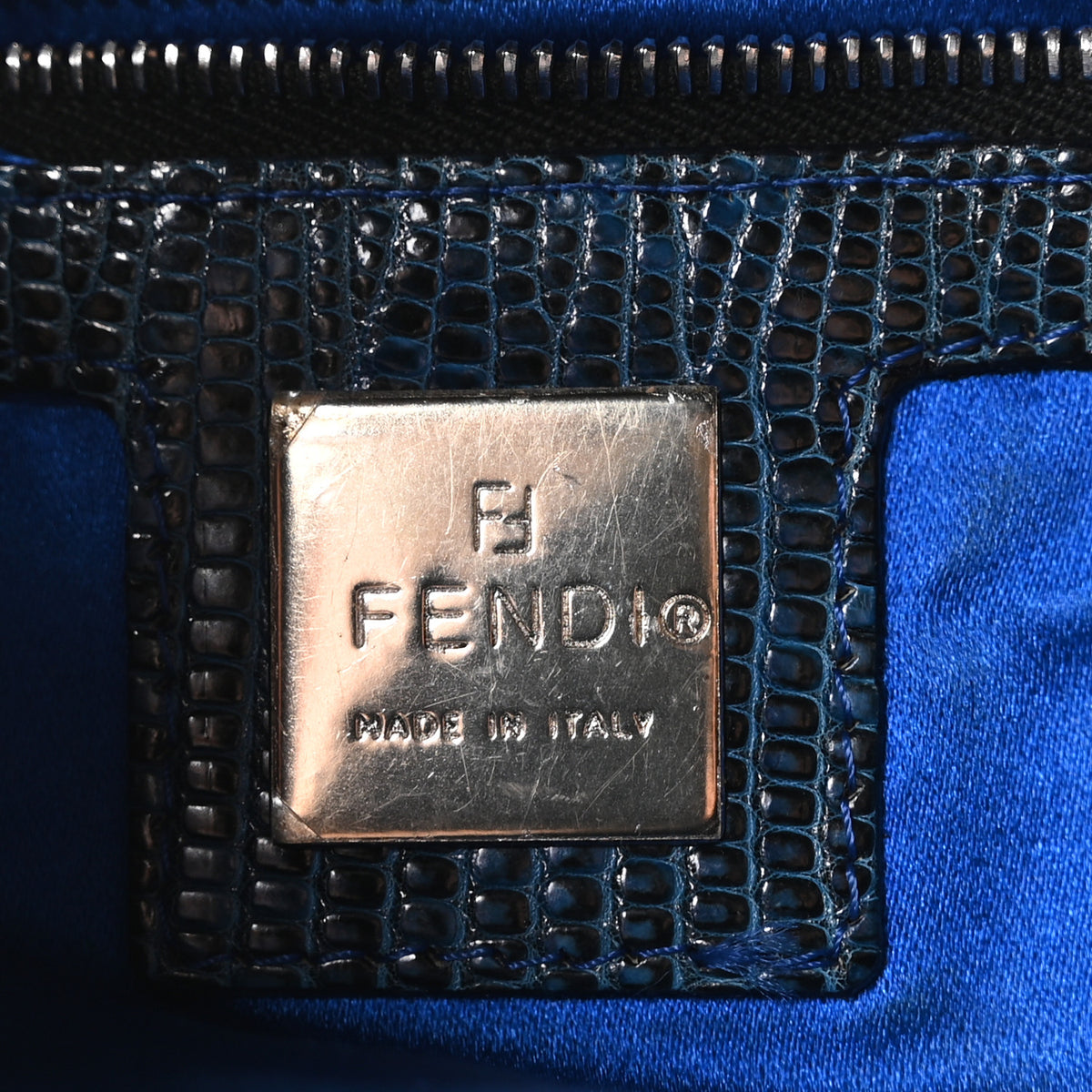 Fendi Lizard Zucca Crystal Beaded Baguette Tobacco Multicolor 6 of 9
