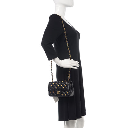 Chanel Lambskin Quilted Studded Mini Rectangular Flap Black 2 of 10