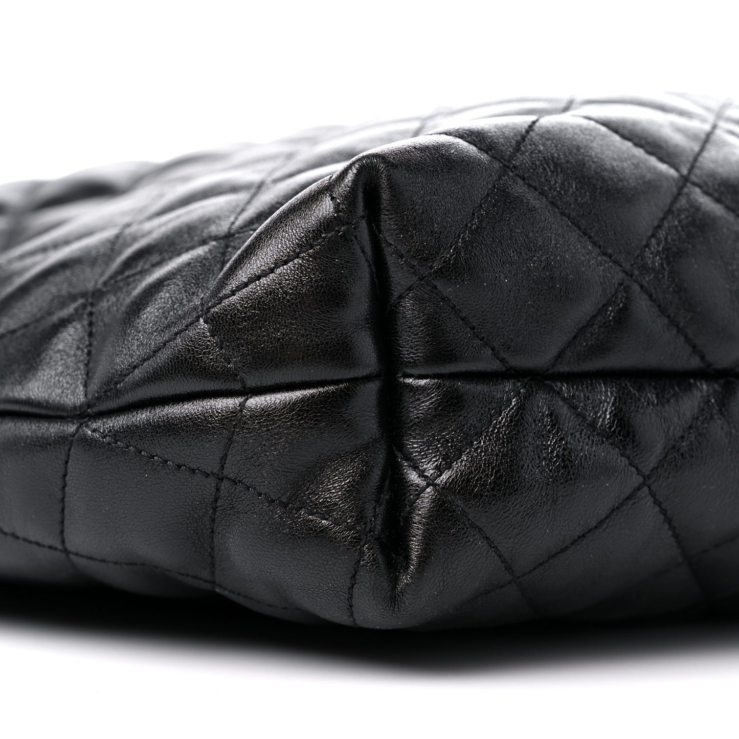 Lambskin Quilted Maxi Icare Shopping Tote Black