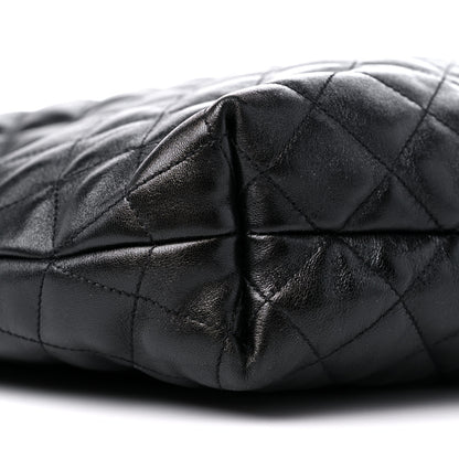 Saint Laurent Lambskin Quilted Maxi Icare Shopping Tote Black 9 of 10