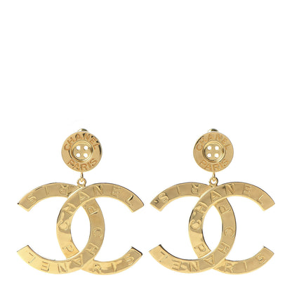 Chanel Metal Large Paris Button Earrings Gold 1 of 5