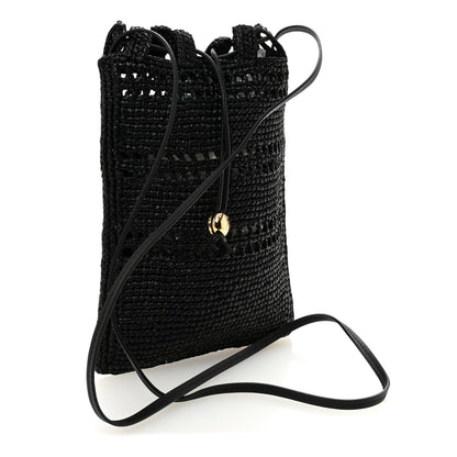 Loewe Raffia Logo Drawstring Pocket Crossbody Black 3 of 10
