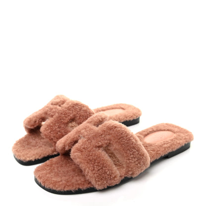 Hermes Woolskin Oran Sandals 37 Rose Aube 3 of 9