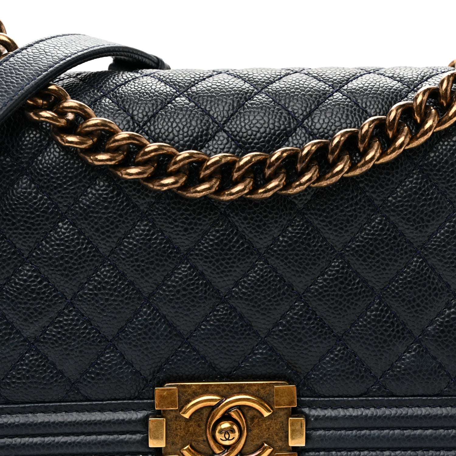 Chanel Caviar Quilted Medium Boy Flap Navy 8 of 11