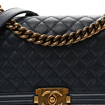 Chanel Caviar Quilted Medium Boy Flap Navy 8 of 11