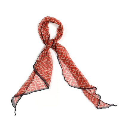 Burberry Silk Chiffon Knot Print Scarf Red 1 of 3