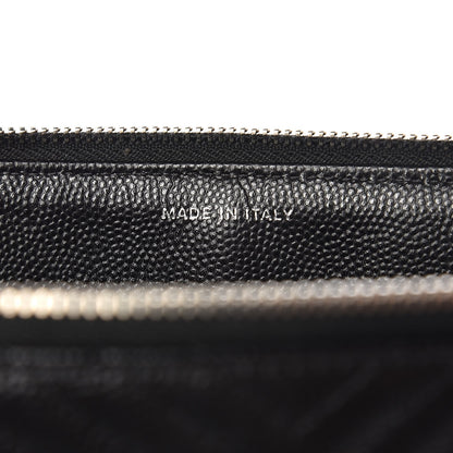 Chanel Caviar Chevron Quilted Large Zipped Clutch Black 7 of 8