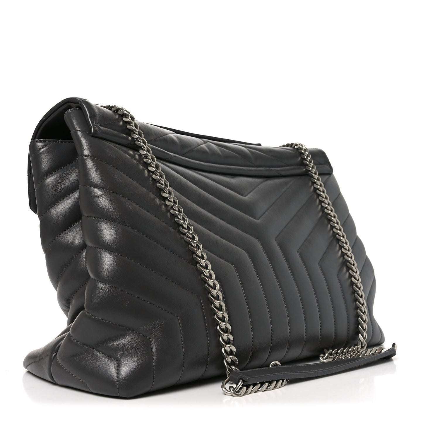 Calfskin Y Quilted Monogram Large Loulou Chain Satchel Earth