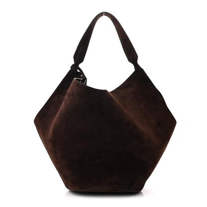 Khaite Suede Calfskin Medium Lotus Tote Coffee 1 of 11