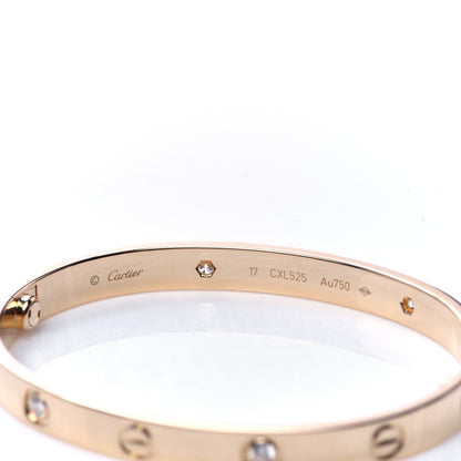 Cartier 18K Yellow Gold 4 Diamond LOVE Bracelet 17 5 of 6