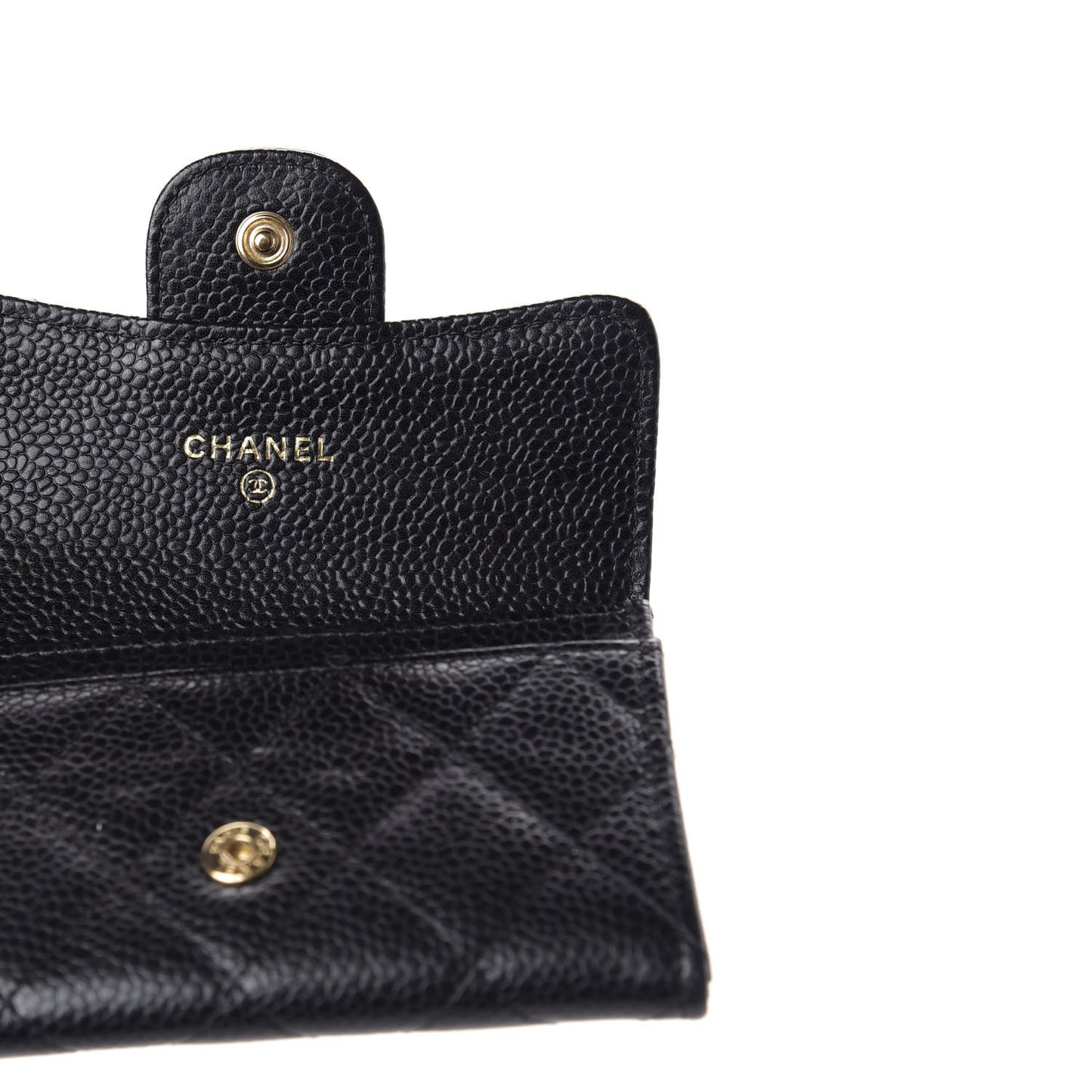 Caviar Quilted Flap Card Holder Black