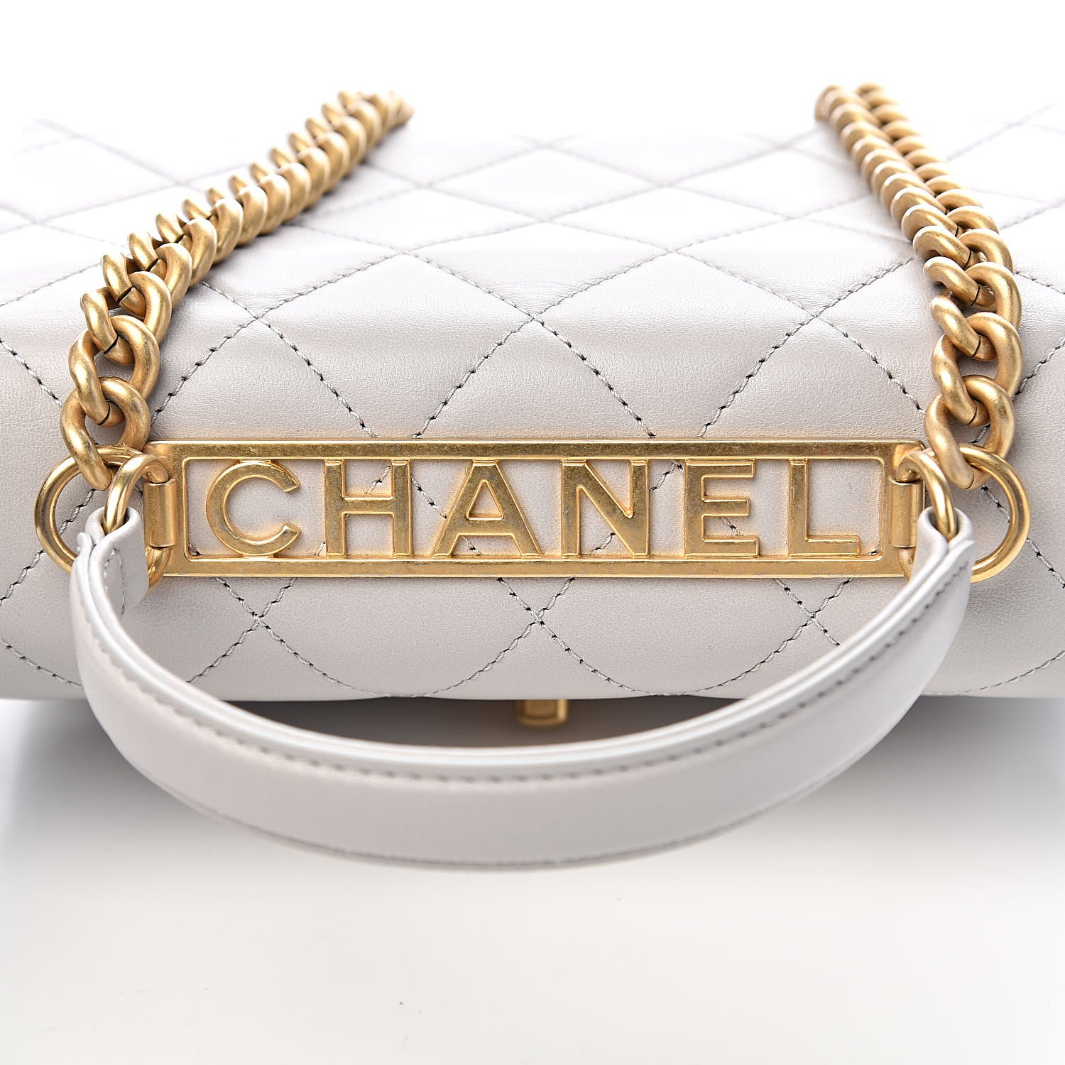 Chanel Lambskin Quilted Small Trendy Spirit Top Handle Bag Light Grey 7 of 11
