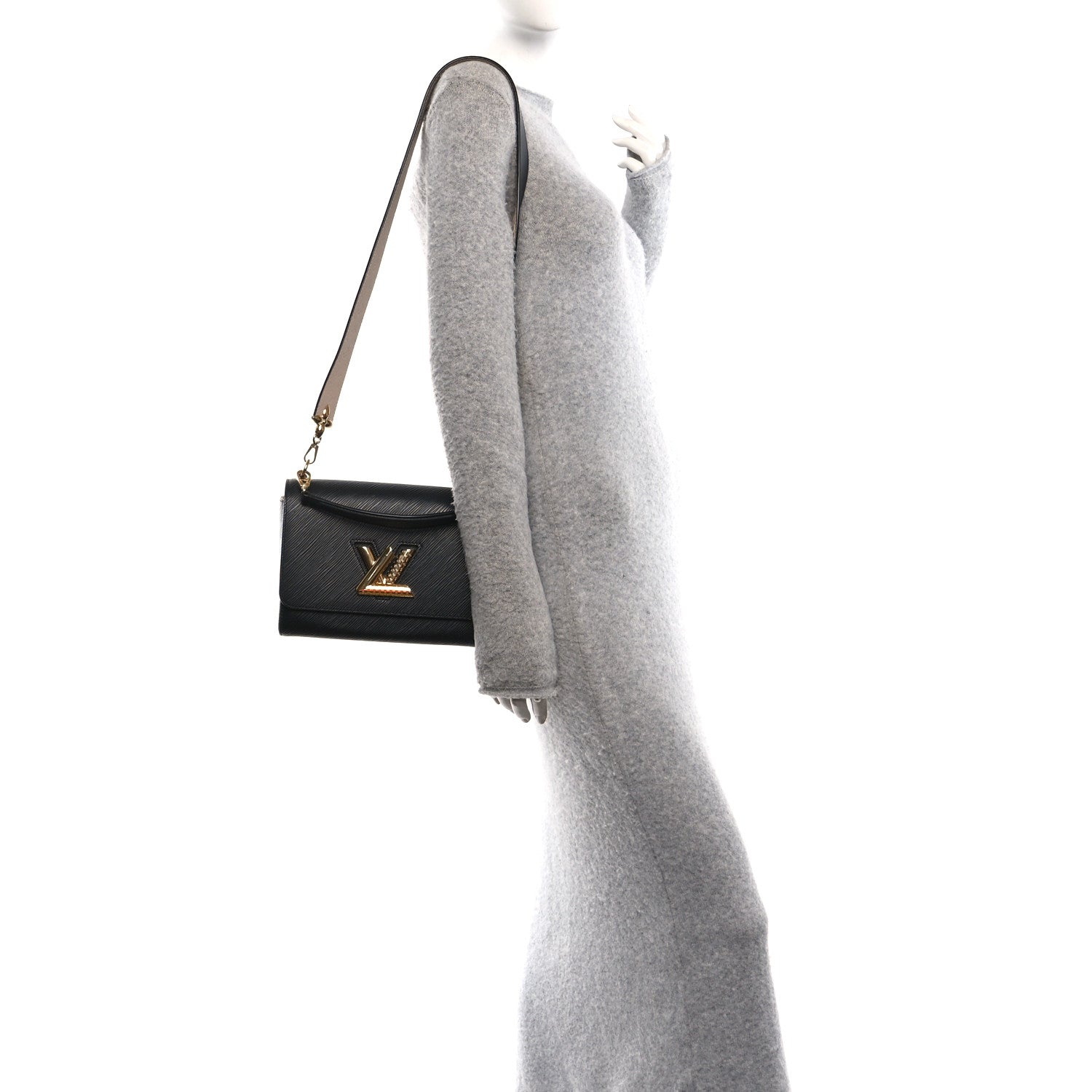 Louis Vuitton Epi Twist Top Handle Shoulder Bag MM Black 2 of 9