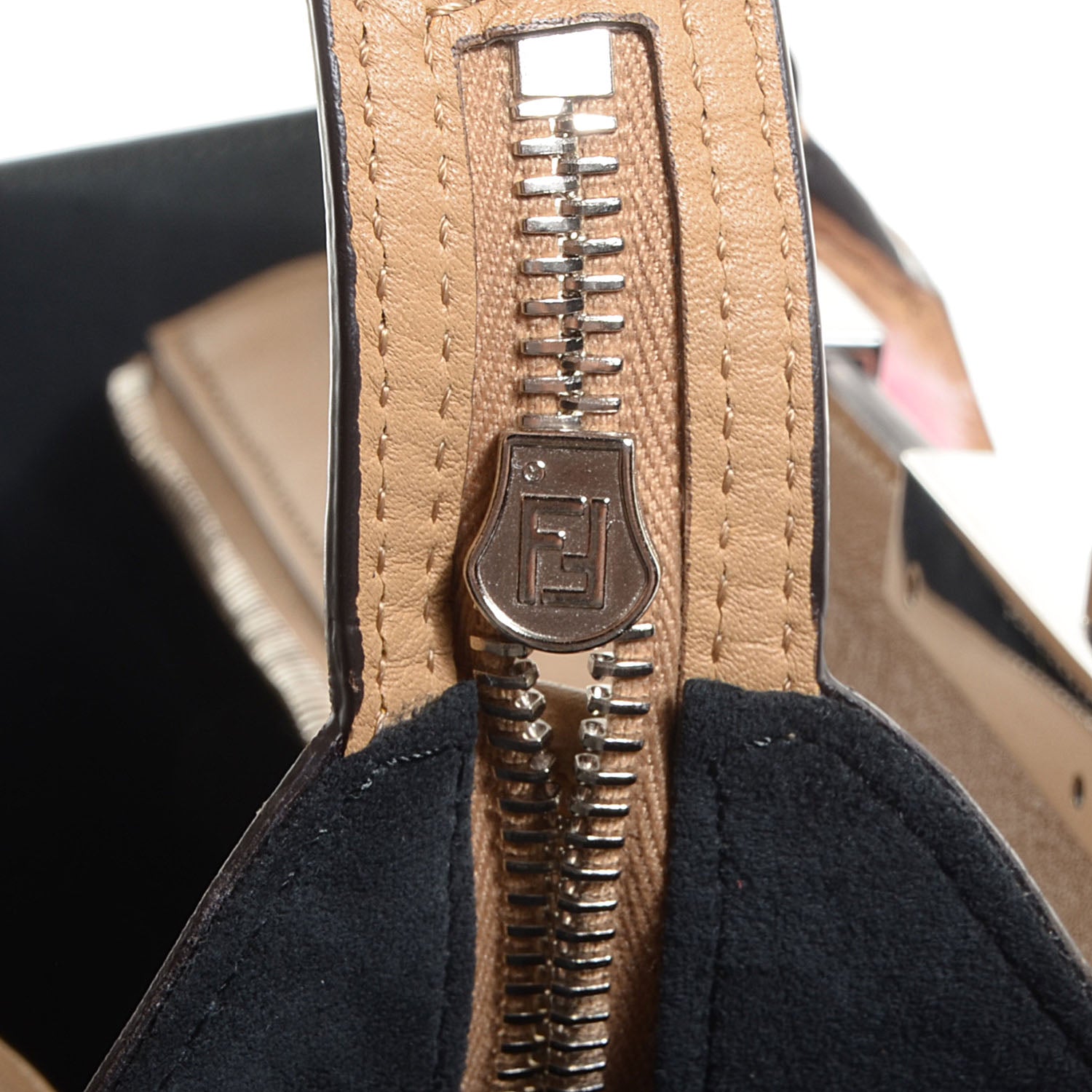 Fendi Calfskin Shearling Petite 3Jours Tote Tan 2 of 12