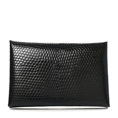 Hermes Lizard Calvi Card Case Black 1 of 8