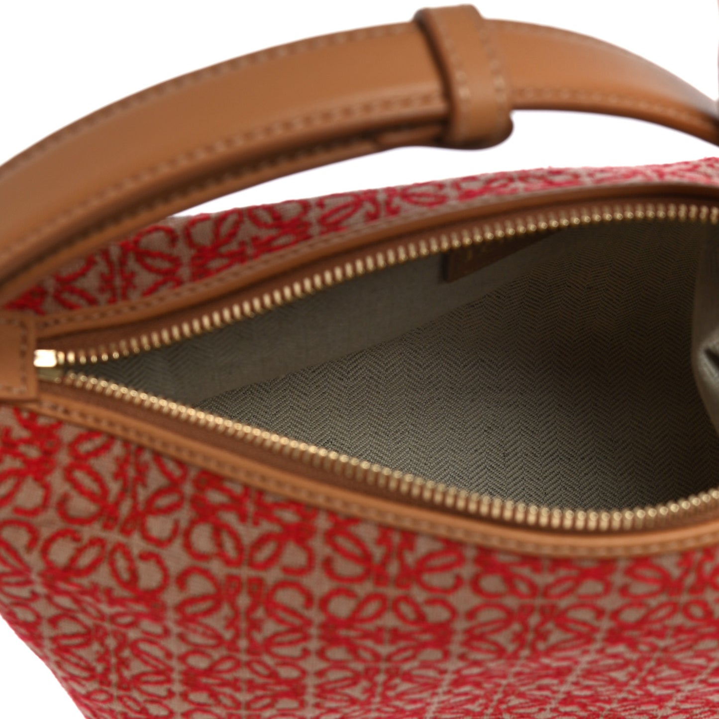 Jacquard Anagram Calfskin Small Cubi Bag Red Warm Desert