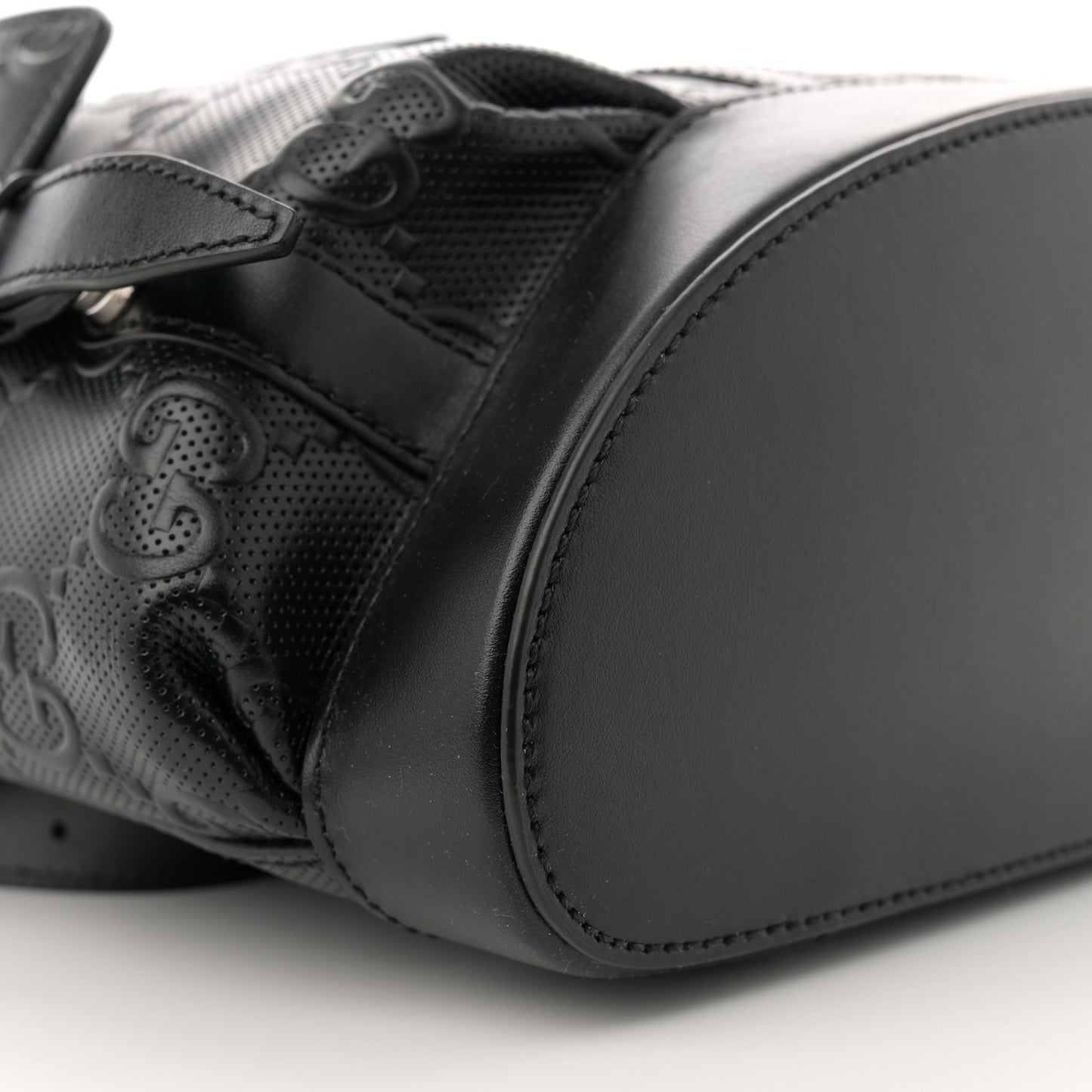 Calfskin GG Tennis Embossed Double Buckle Backpack Black