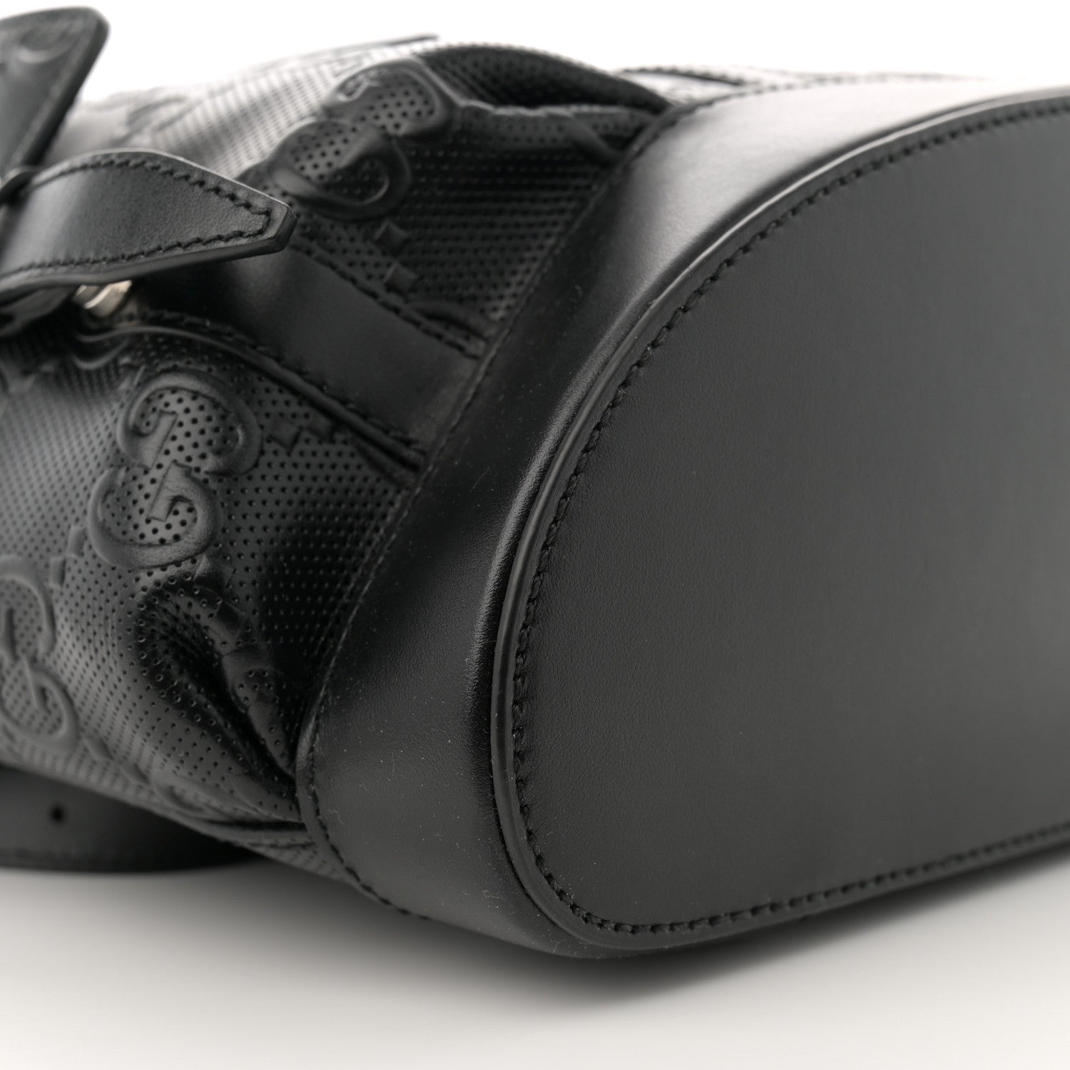 Gucci Calfskin GG Tennis Embossed Double Buckle Backpack Black 9 of 11