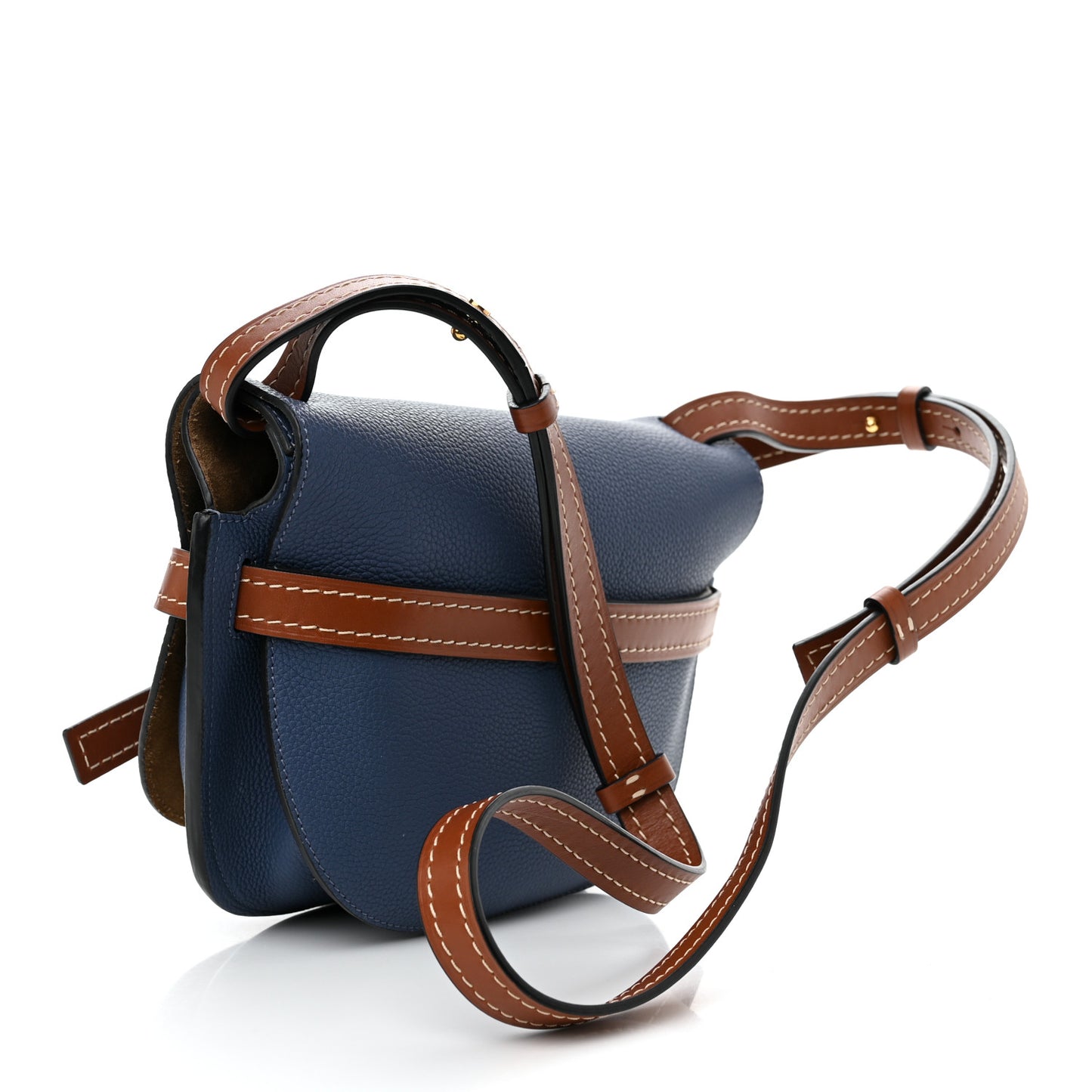 Grained Calfskin Small Gate Crossbody Bag Varsity Pecan