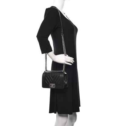 Chanel Calfskin Chevron Quilted Small Boy Flap Black 2 of 17